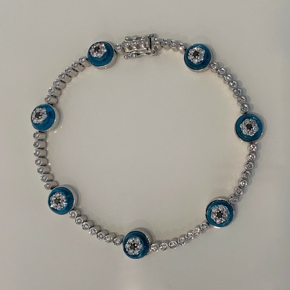 EVIL EYE DIAMOND BRACELET 18K WHITE GOLD 2.22 CARATS